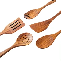 5 ustensiles de cuisine en bois, cuillères en bois, outils de cuisine pour cuisiner et servir, cuillère de cuisine antiadhésive 3