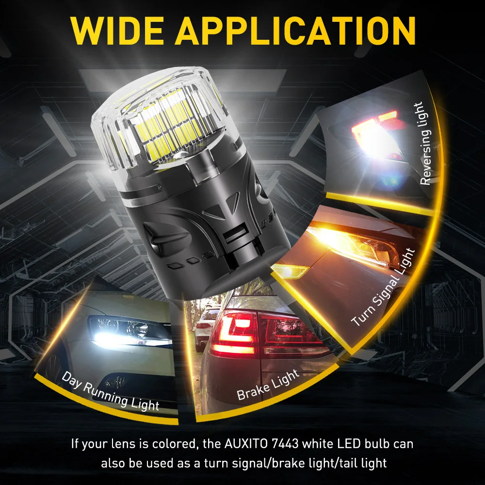 AUXITO T20 7443 LED  DRL  , ڵ  7440 W21W W21/5W LED  ĵ  , 12V, 2 