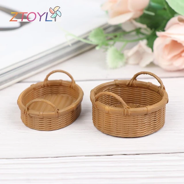 1:12 Dollhouse Simulation Miniature Resin Fruit Bread Food Basket Storage  Basket Model Toys - Doll Houses - AliExpress