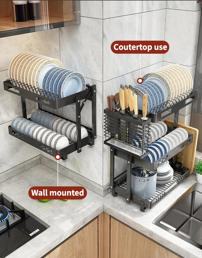 Stainless Steel Kitchen Shelf Wall Hanging Vegetable Plate Dishes Rack  Seasoning Rack Knife Rack Free Punching Storage Shelf - Wall Mounted  Kitchen Racks - AliExpress