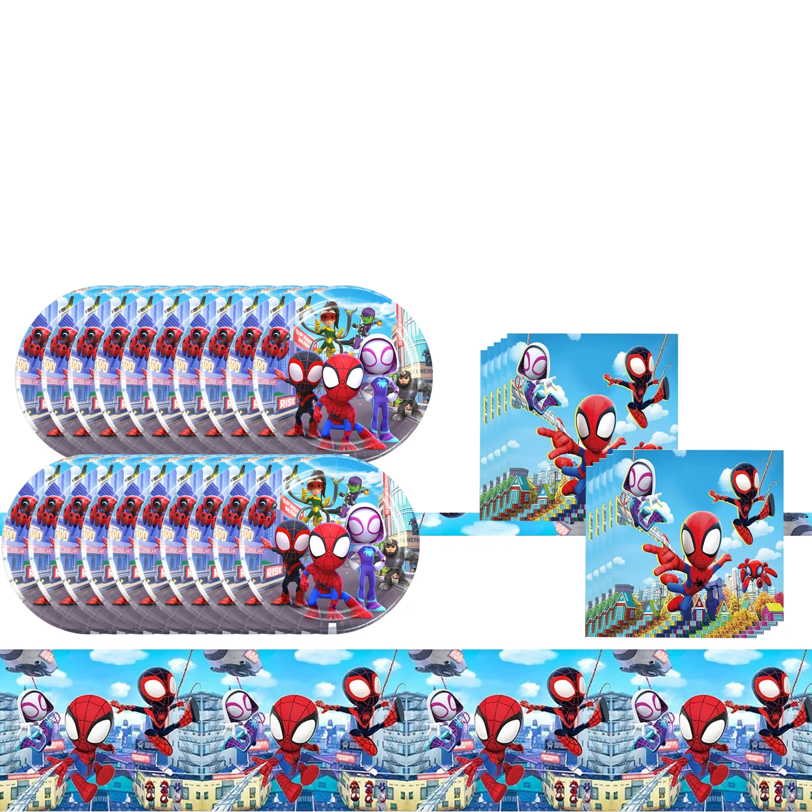 Spidey And His Amazing Friends Birthday Party Supplies, banner，Plates, Napkins and Tablecover for Party Decorations