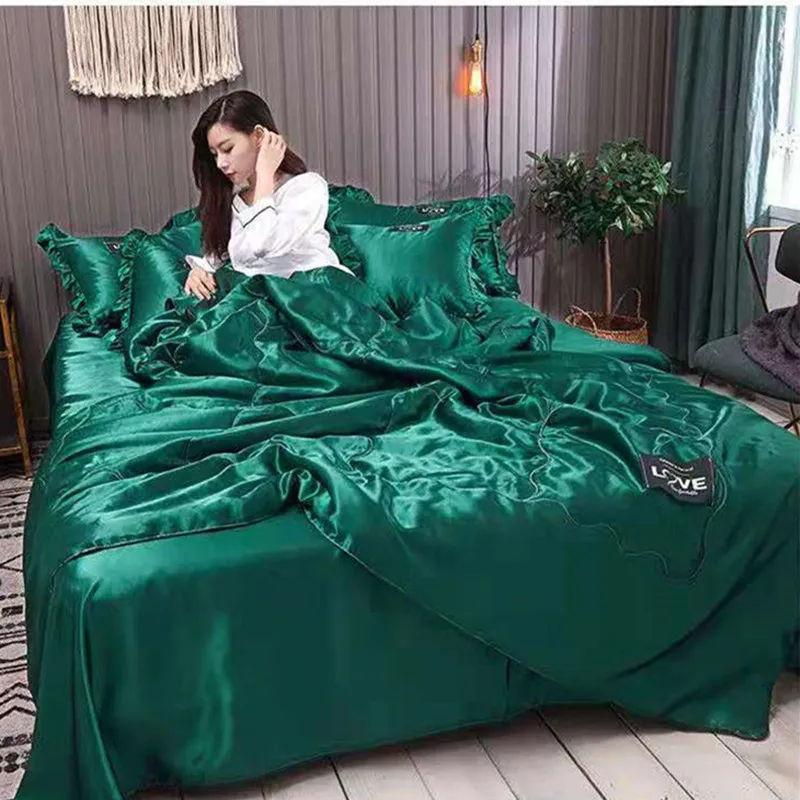 Summer Quilt Summer Quilt Set Bed Comforter 1Pcs Summer Blanket Ice Silk Quilt Washable Cool Feeling Air Condition Thin Duvet Children Twin Queen Bedding