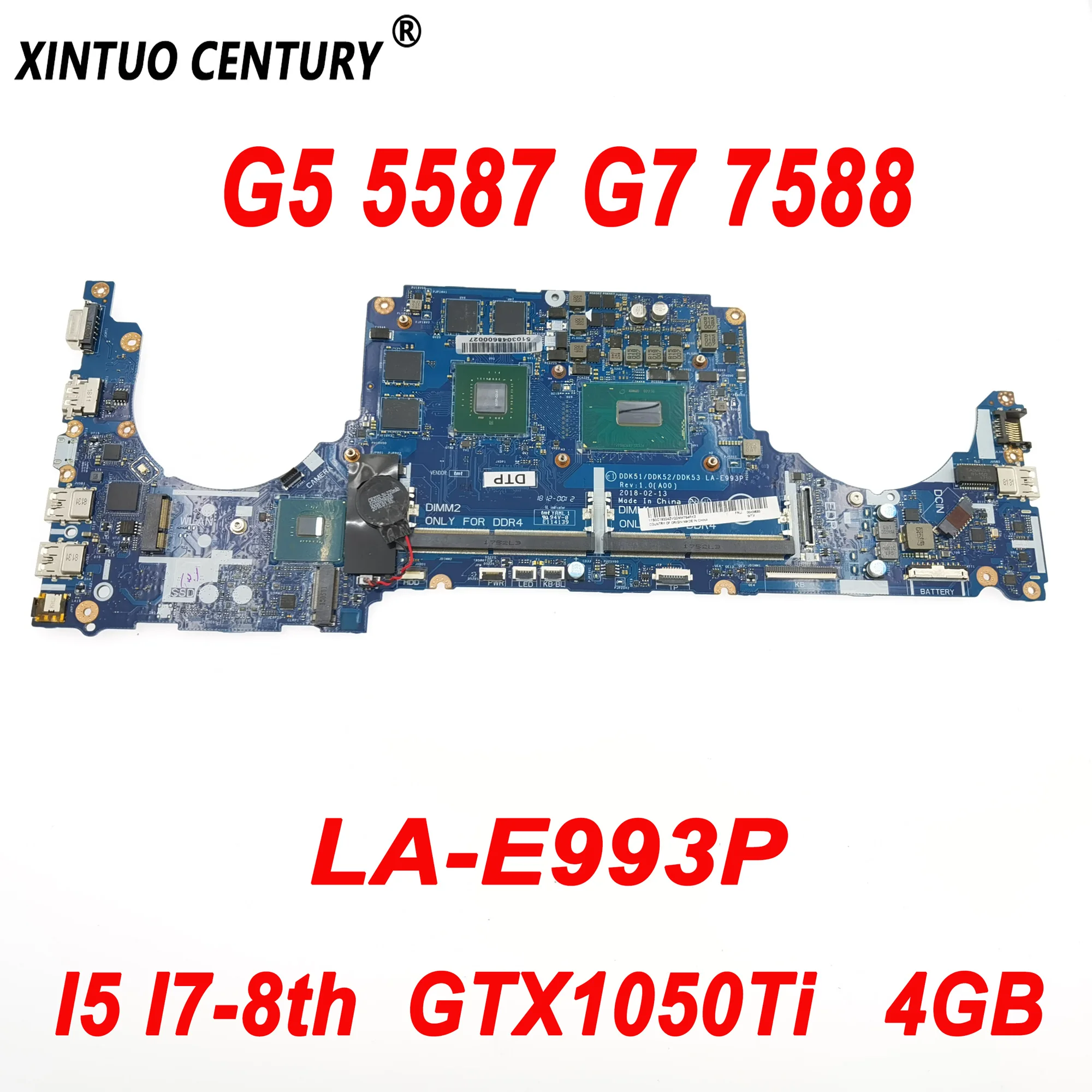 

LA-E993P Original Motherboard For Dell G5 5587 G7 7588 Laptop Motherboard With I5 I7-8th CPU GTX1050Ti GPU 4GB DDR4 100% Tested