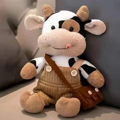 thumbnail image 1 of Muñeco de peluche de vaca lechera de dibujos animados de 26 cm, lindos animales de simulación de ganado, juguetes de peluche, suéter de peluche suave, almohada de vaca, regalos de cumpleaños para niña, 1 of 5