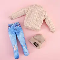 1 ensemble mode enfants cadeau jouet poupée accessoires vêtements d'hiver pulls tenue décontracté chapeaux poupées pantalons fille vêtements 3