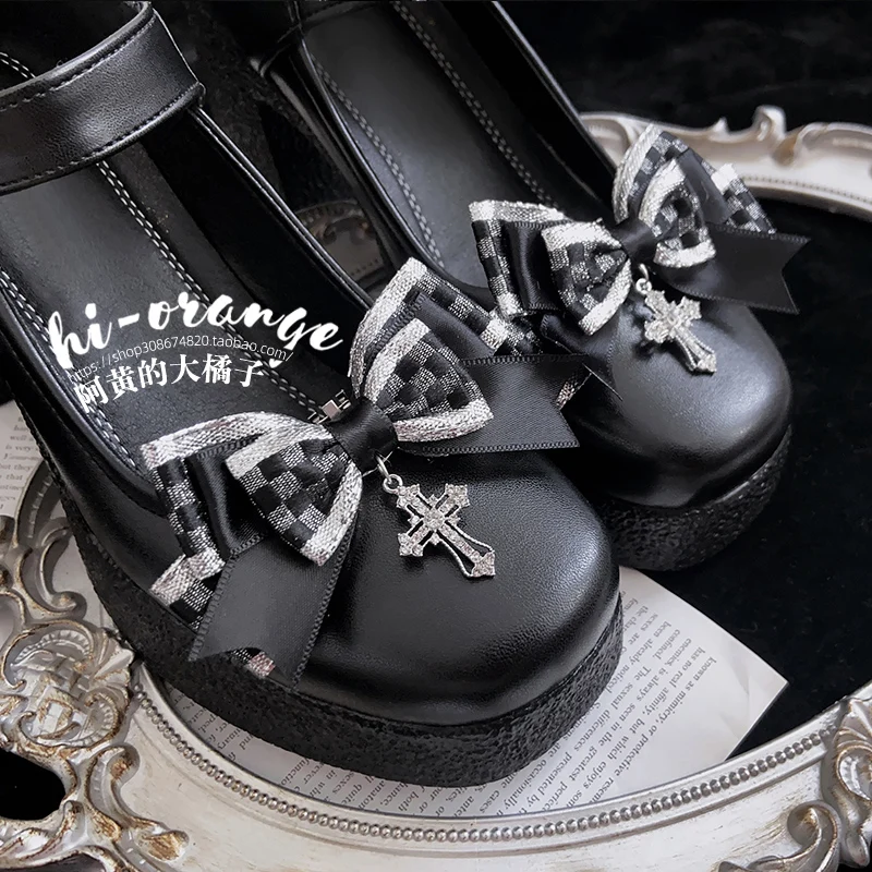 Cross Plaid Bowknot Shoe Clip Fashion Shoe Accessories Lolita Women's All-match Shoe Ornament Shoe Buckle Accessories