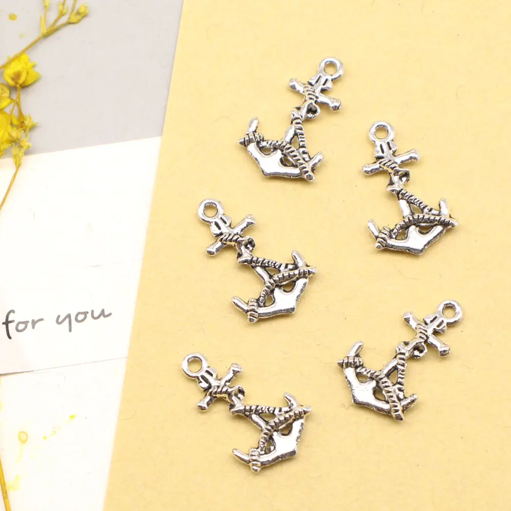 

30pcs 19x1mm Anchor Charms Woman Pendant Girls Craft Beautiful Jewelry Antique Silver Color