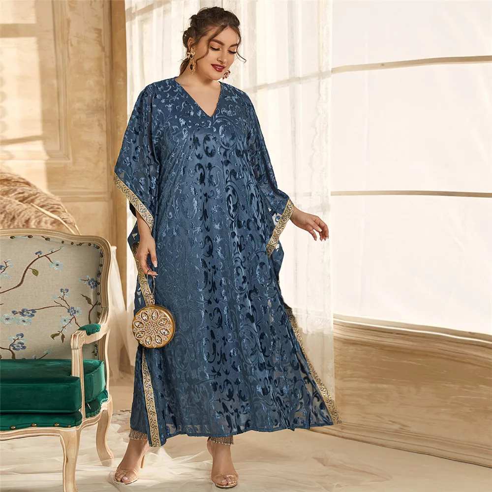 

Женское платье, арабское Платье оверсайз Caftan с V-образным вырезом и рукавом летучая мышь, лето