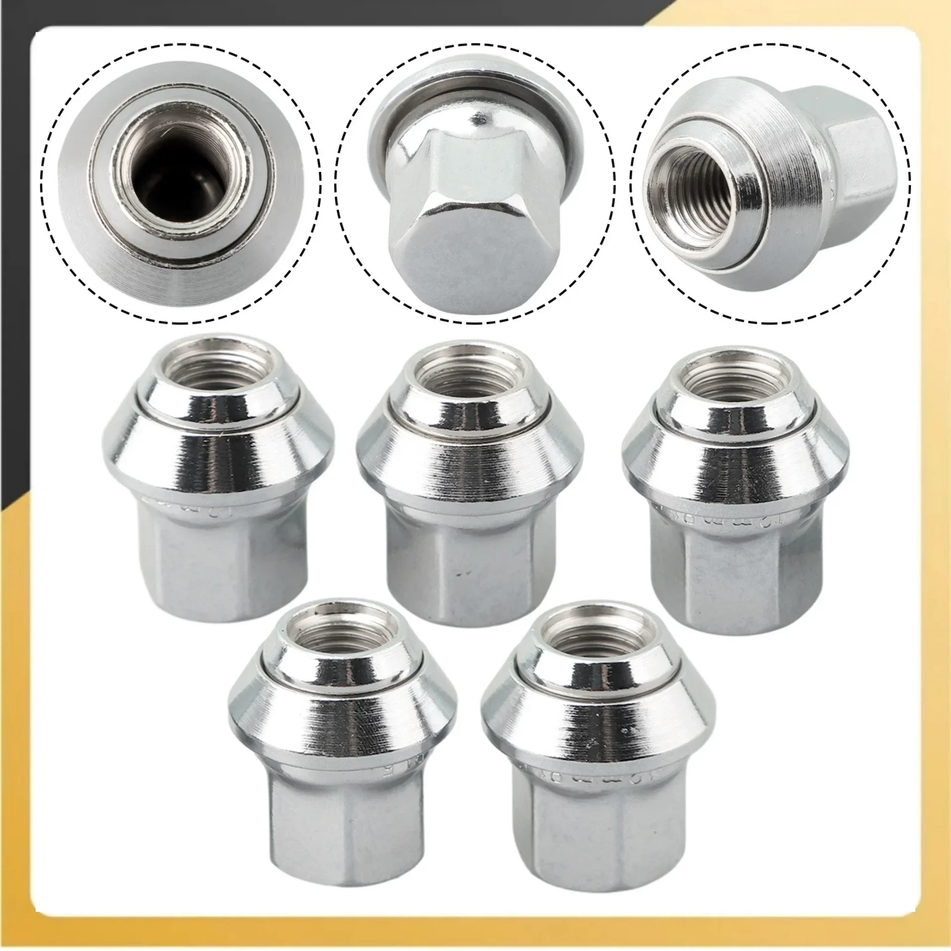 5Pcs Car Chrome Wheel Nuts For Ford Focus For Volvo C30 C70 II S40 II ...