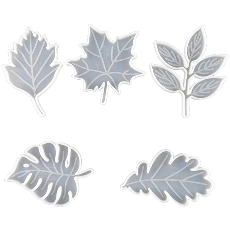 

DIY Handmade Leaf Cup Pad Mold Crystal Drop Molds Silicone Mold Maple Leaf Mould Casting Coaster DIY Making Tools, 5PCS