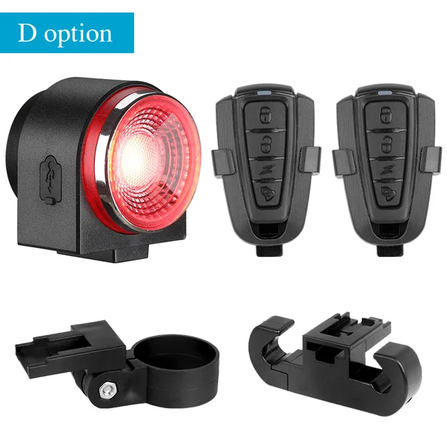 Awapow Anti Theft Bicycle Tail Light Alarm USB Rechargeable Super Bright Bike Light IP65 Waterproof LED Taillight Bicycle Lamp D