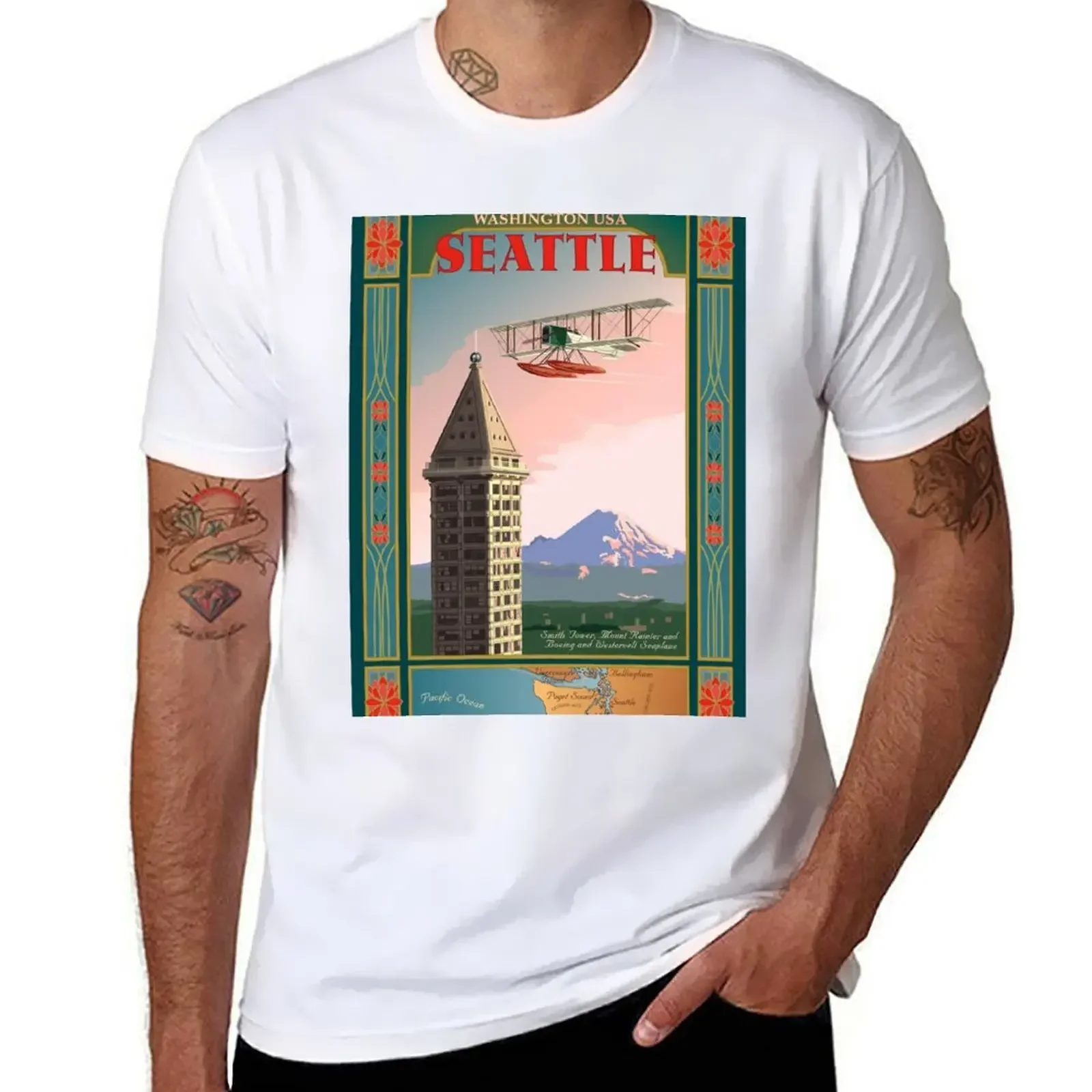 Seattle Icone T-Shirt Abbigliamento Vintage Summer Top Designer T Shirt Uomo