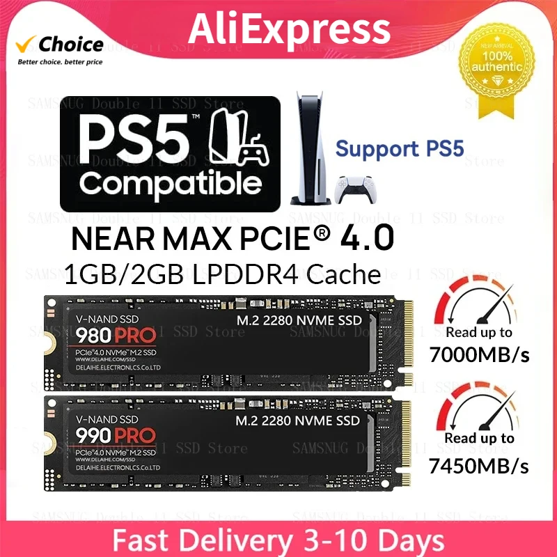 

PCIe 4.0 990 PRO NVMe 4.0 M.2 2280 4TB 2TB 1TB SSD Internal Solid State Hard Drive For Laptop Desktop MLC PC Computer disco duro