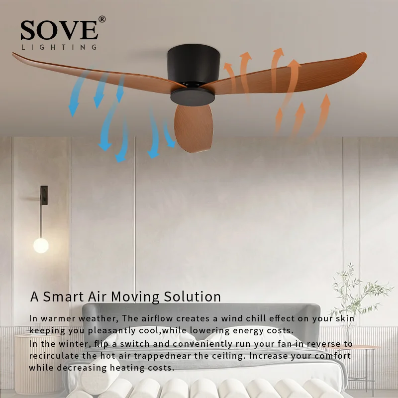 Modern Led Ceiling Fan Without Lights DC Motor 6 Speeds Timing Fans 17CM Low Floor Loft Remote Control Decorative Fan With Light,ceiling fan