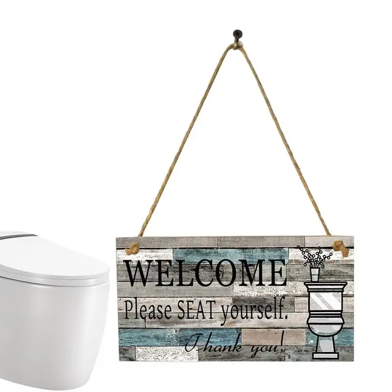 

Wooden Sign Funny Bathroom Signs Welcome Please Seat Yourself Bathroom Wall Decoration Art Sign Home Bathroom Decor