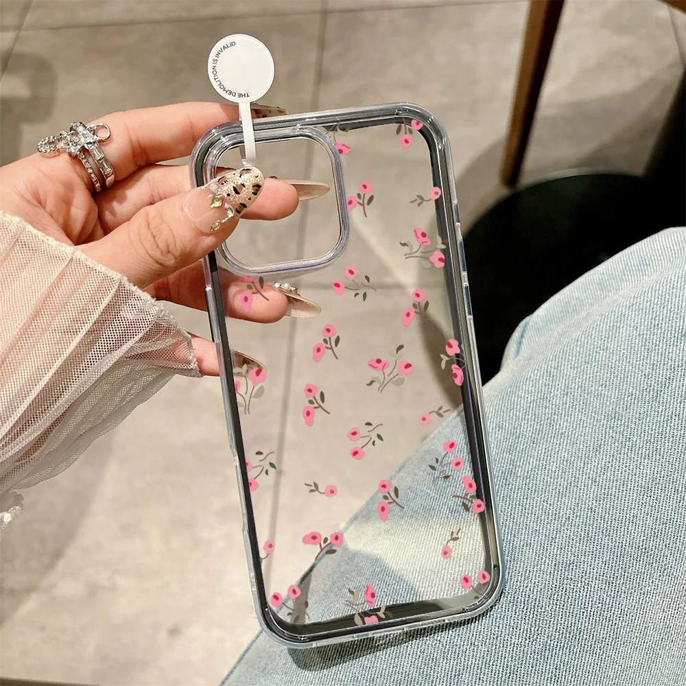 ตัวเลือกสินค้า เคส TPU นิ่มใสลายดอกไม้ 2 in 1 สำหรับ iPhone 11-17 Pro Max 13-15 14 12 17 Air