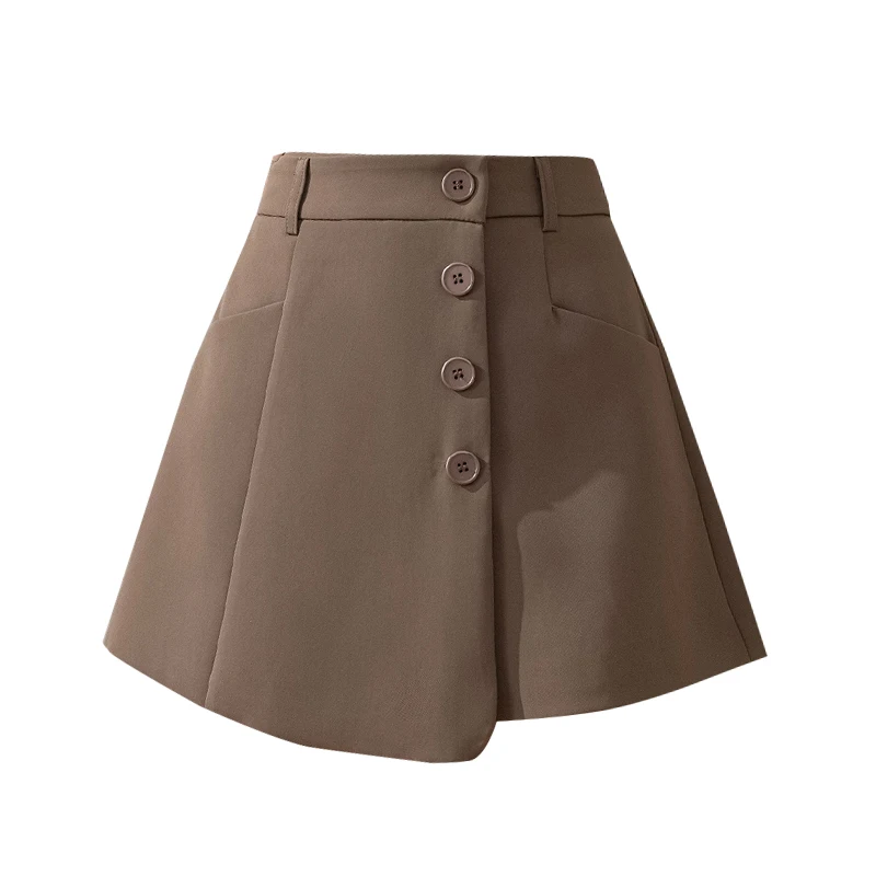 Fashion Korean Summer Skirt Shorts For Women 2023 High Waist Wide Leg Short Femme Single Buttons Khaki Black White Suit Shorts