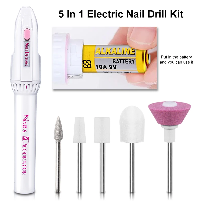 5 In 1 MINI Electric Nail Drill Machine Kit Manicure Pedicure Grinding Polishing Sst Nail Art Sanding File Pen Tools Machine 6