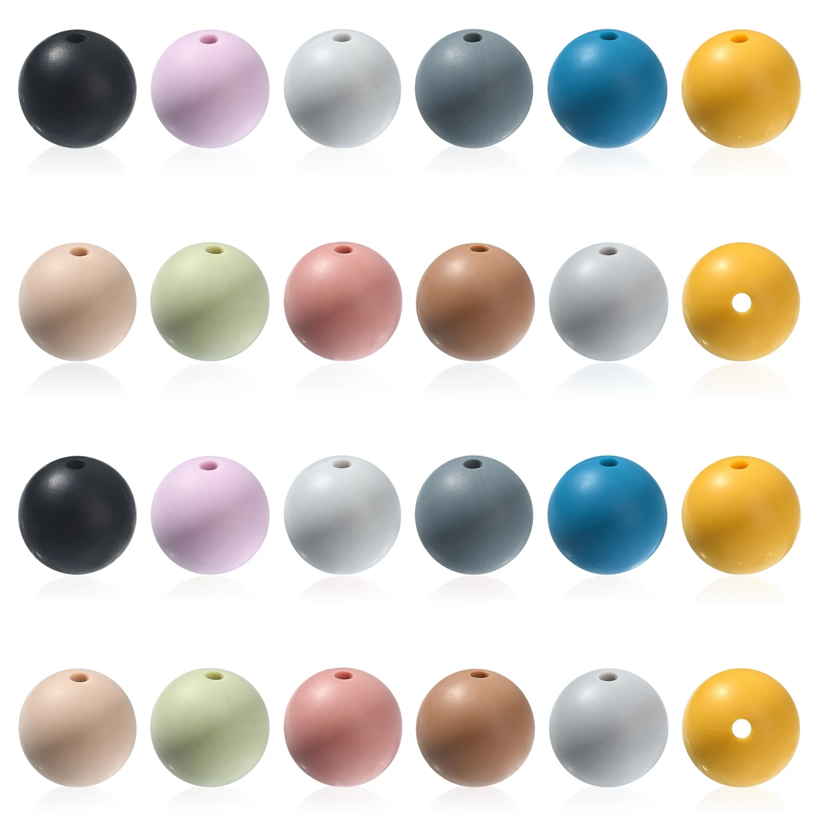 Pandahall 100Pcs Random 15mm Round Silicone Beads Morandi Color Rubber Round Loose Beads Silicone Beads for Jewelry DIY Making