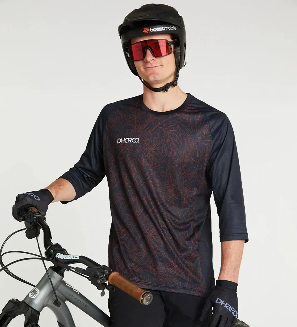 Mens 3/4 Sleeve Cycling Jersey Quick Drying