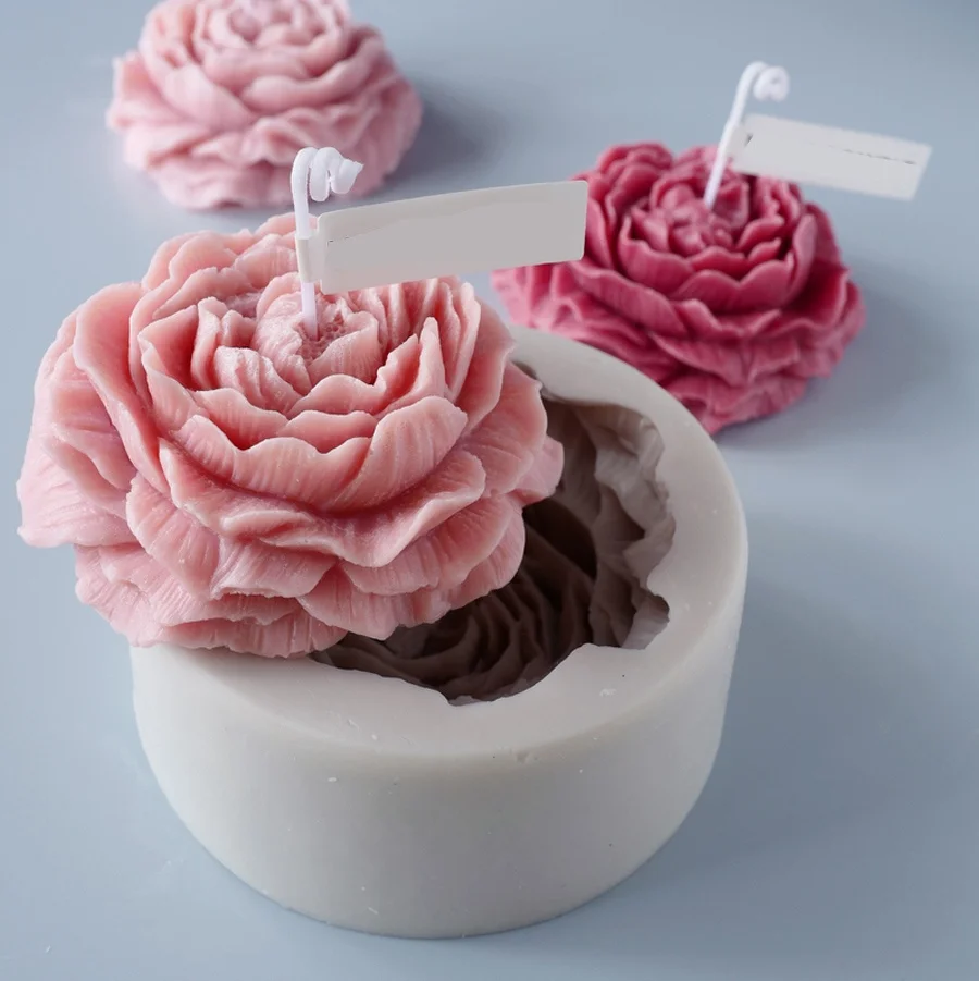 Large Peony Silicone Candle Mold Aromatherapy Gypsum Soap Resin Flower