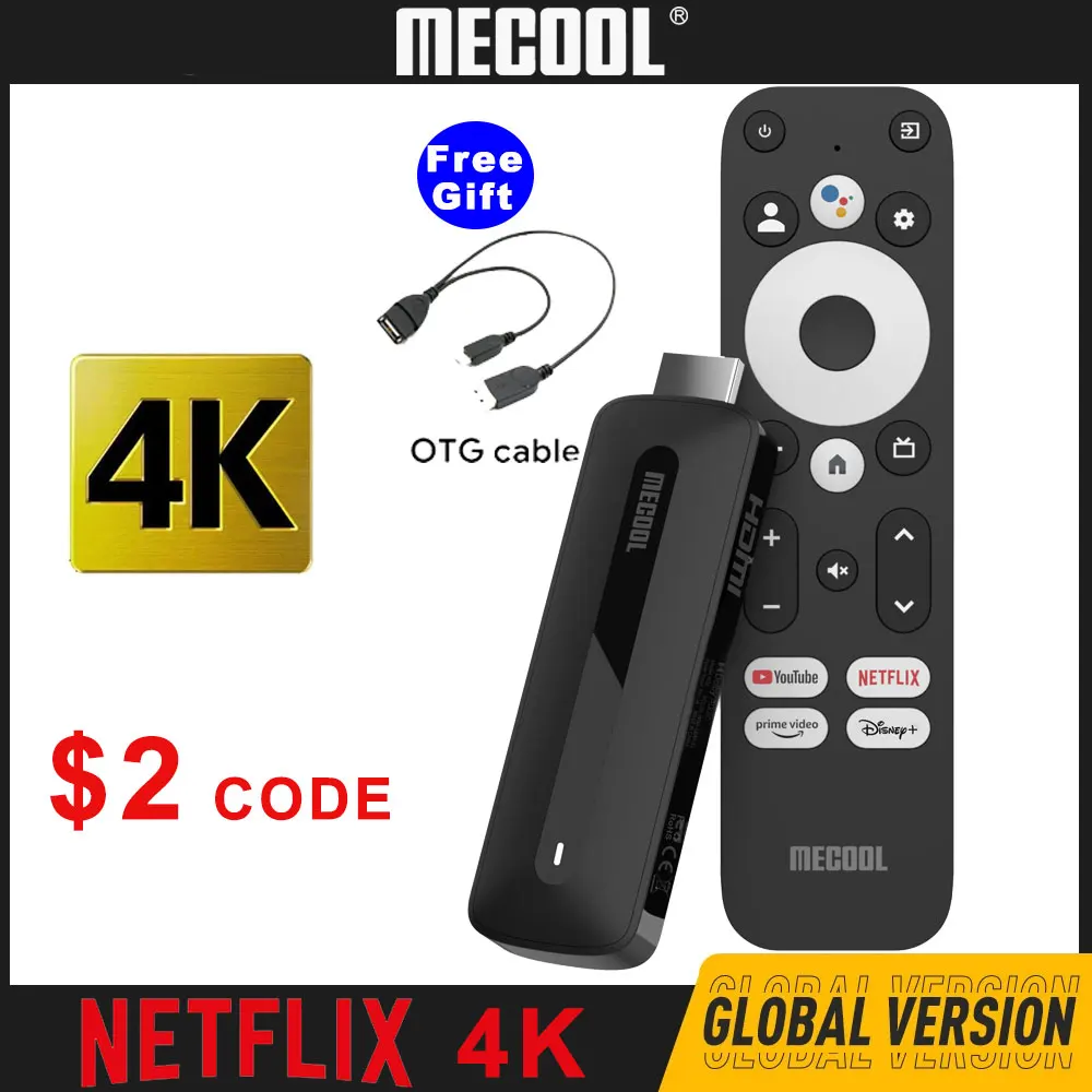 Mecool Kd3 4K Tv Stick Android 11 Amlogic S905y4 Met Doby Audio2 G 8G Smart Tv Box Met Wifi 2.4G/5G Hdr 10 Media Player Dong