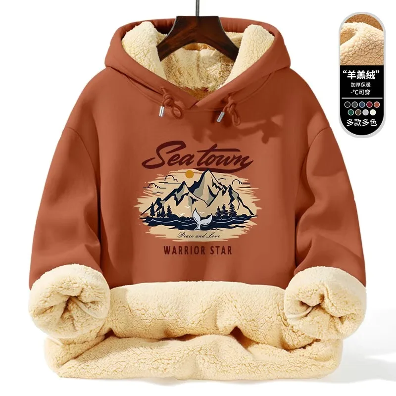 Warm Lamb Fur Hoodie - Men's Thick Hooded Coat 5XL | Loose Sports Sweatshirt