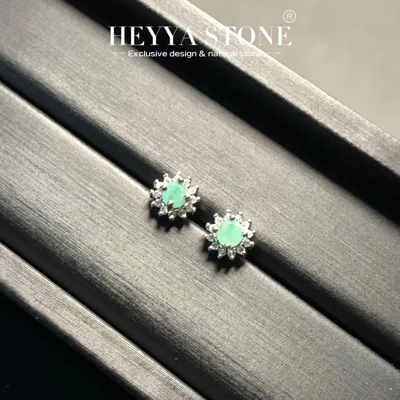 

HEYYA STONE Natural Emerald Stud Earrings For Women 925 Silver Earrings Simple Fine Jewelry Stone Gemstone Classic Style