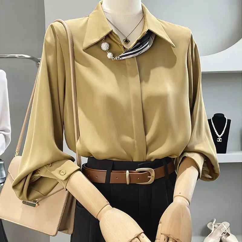 

Spring Fashion Button Up Shirt Vintage Blouse Women Ladies Tops Lady Long Sleeves Female Loose Street Shirts 2023 News C333
