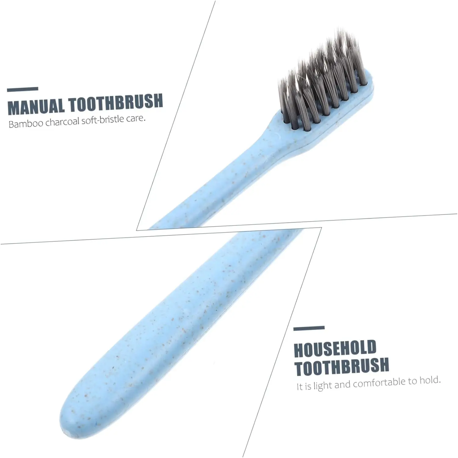 천연 숯 밀 빨대 칫솔, 성인용 칫솔, 구강 관리 도구, 단일 플라스틱 튜브 포함, 20 개