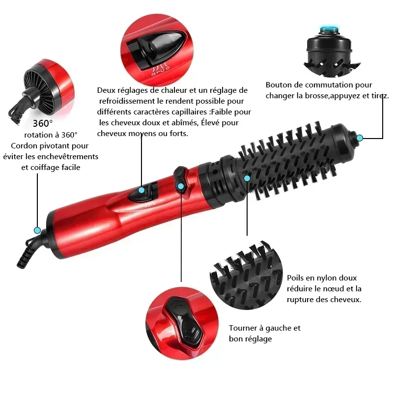 3 in 1 Rotating Hair Dryer Electric Comb Hair Straightener Brush Dryer Brush Hot Air Comb Negative Ion Hair Styler Comb 3