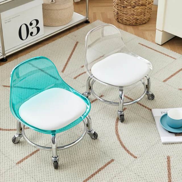 Household Backrest Low Stool with Wheels, Toddler Roller Skating Chair, Stylish Small Chair for Kids' Use Kids’ Rolling