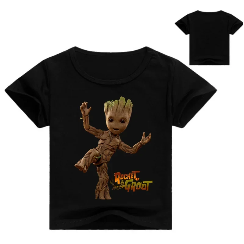 Children Clothing Summer Casual White Tees Tops Clothes For Baby Boys Groot Print Tshirt Girls T-shirt Kids 3D Cotton T Shirts children tshirts,children tops