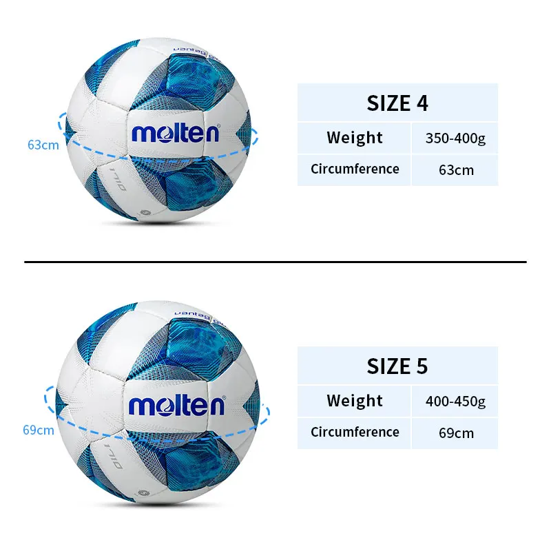 Molten Soccer Balls Hand-stitched PVC Material Original Size 5/4 Football Wear-resistant Outdoor Training Competition Match Ball