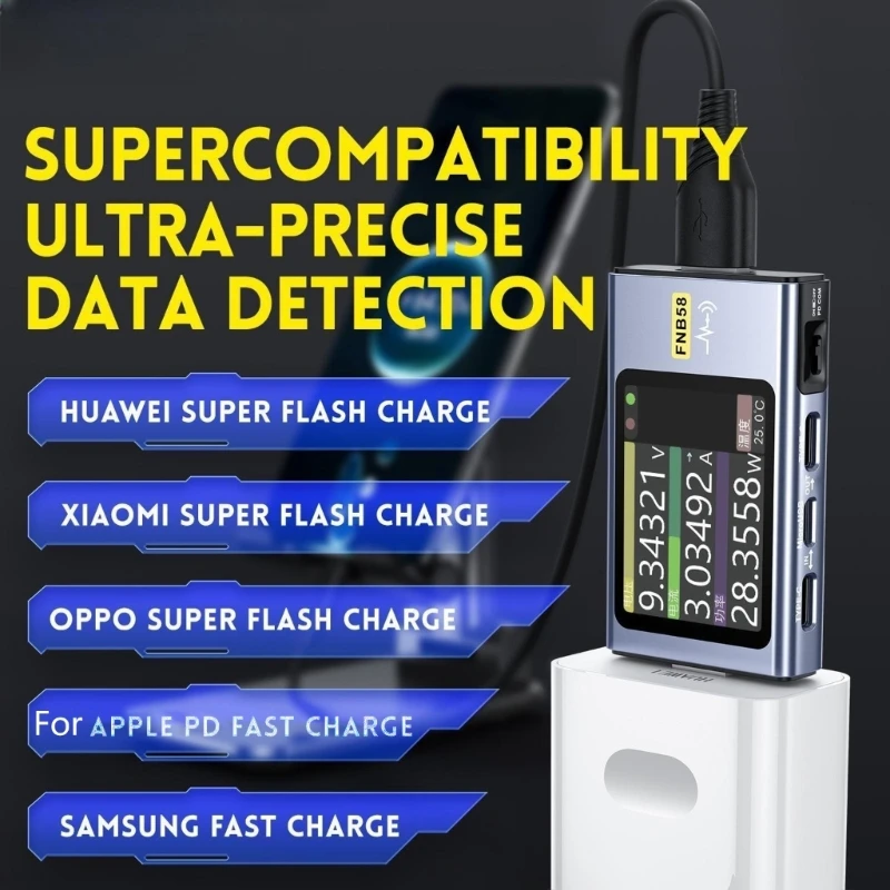 

FNB58 Портативный USB-тестер напряжения и тока с 2-дюймовым ЖК-экраном