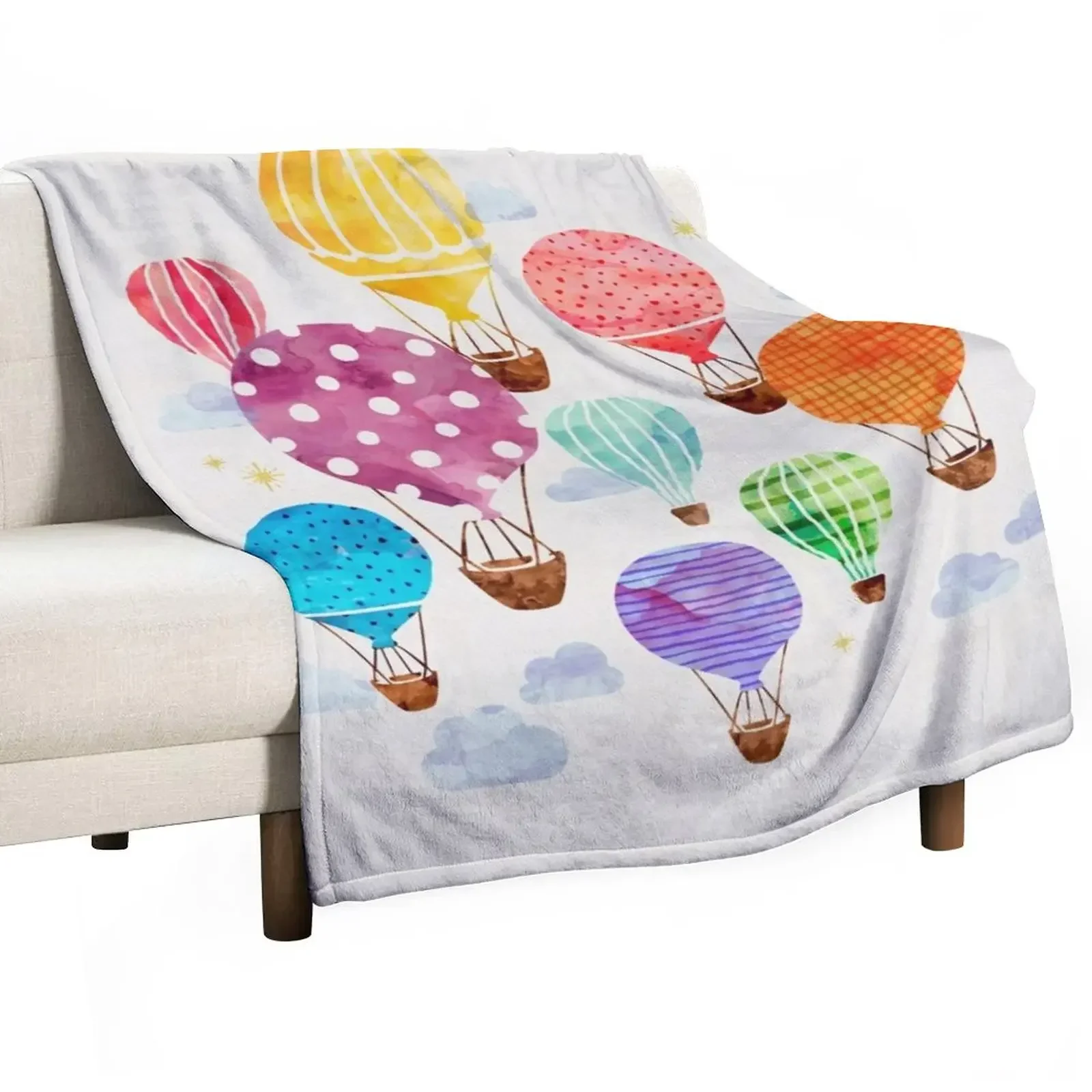 

Hot Air Balloon Throw Blanket Dorm Room Essentials Bed linens Vintage Blankets