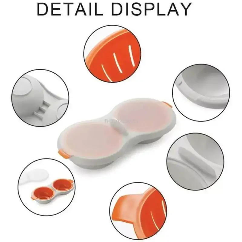 Draining Egg Boiler Food Grade Cookware Cup Egg Poacher Kitchen Steamed Egg Set Microwave Double Layer Cooking Tools