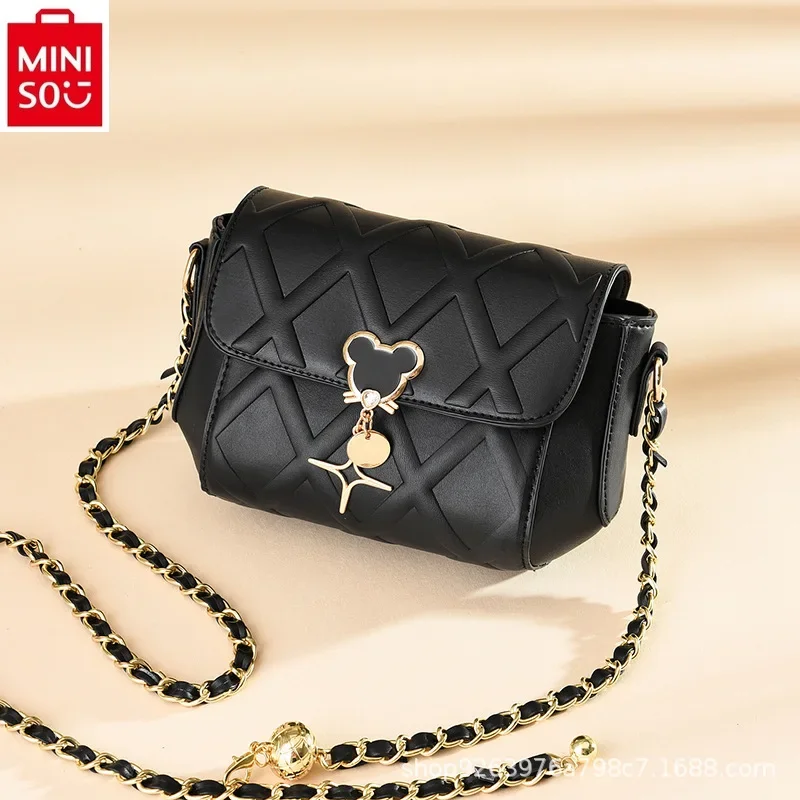 MINISO Disney Mickey Fashion Women's Chain Handbag Student Sweet and Versatile High Quality Crossbody Small Square Bag