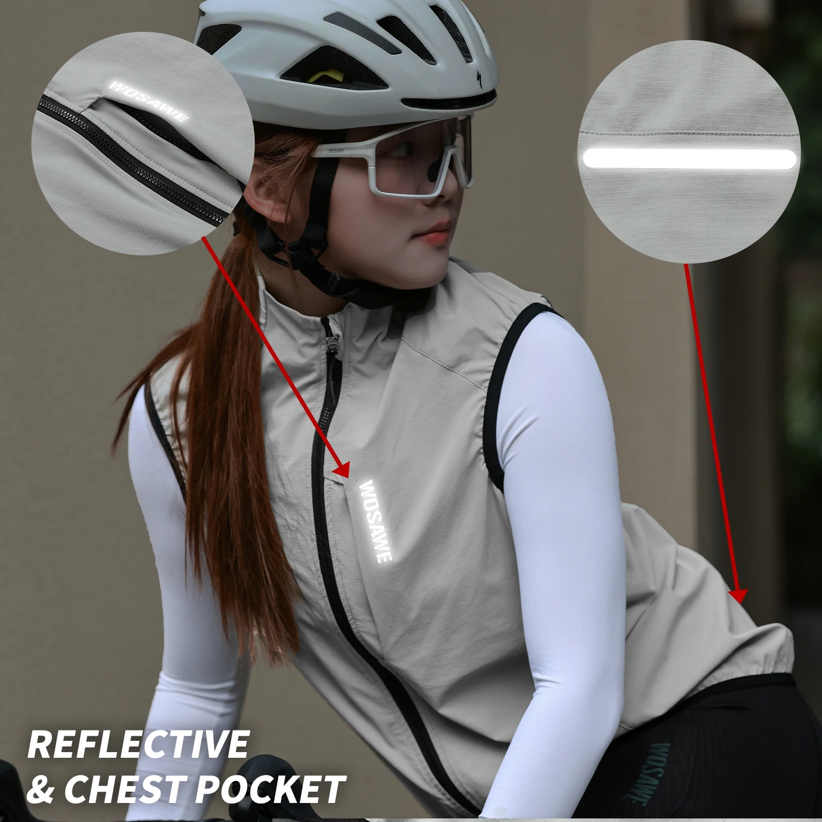 WOSAWE Gilet Bici Bici Riflettente MTB Running Gilet Traspirante - Foto 6