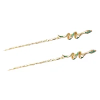 2 Pcs Vintage Hairpin Clips Womens Sticks Fork Snake Zinc Alloy Chopsticks Accessories Women's 1