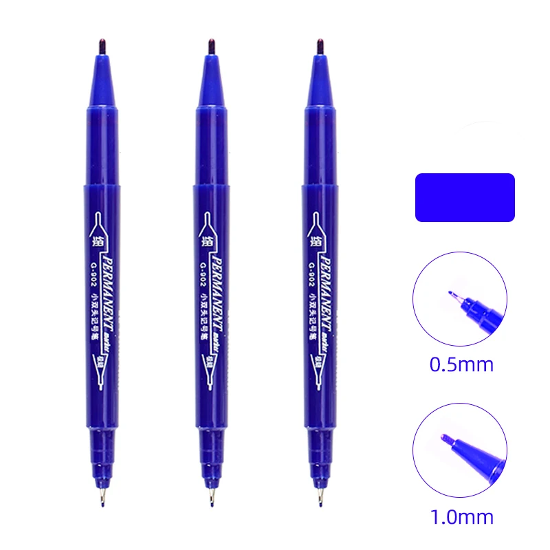 Dual Tip Permanent Ink Marker Pens - Fine and Broad Line Waterproof Pens for Art and Technical Detailing (Black/Red)