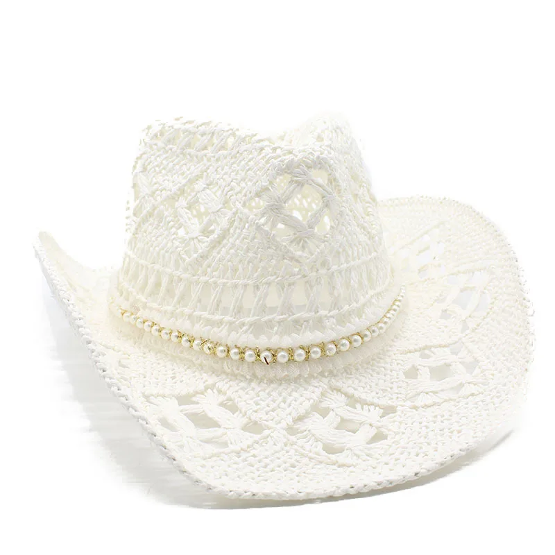 Hot Sale women's hats Men's cowboy new elegant jazz gentleman straw hat cowgirl beach summer panama designer Fashion pearl_ecoleips.com