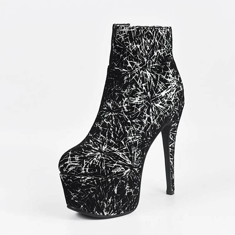 

Zapatos De Mujer 2021 Women Boots Ankle Sexy High Heels 15cm Round Toe Party Wedding Shoes Winter Shoes Plus Size 32-48 5288-1