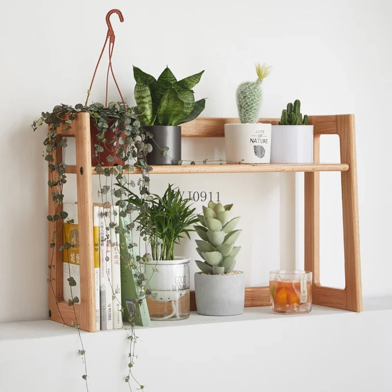 **All solid wood small bookshelf Nordic simple oak student desk finishing storage rack