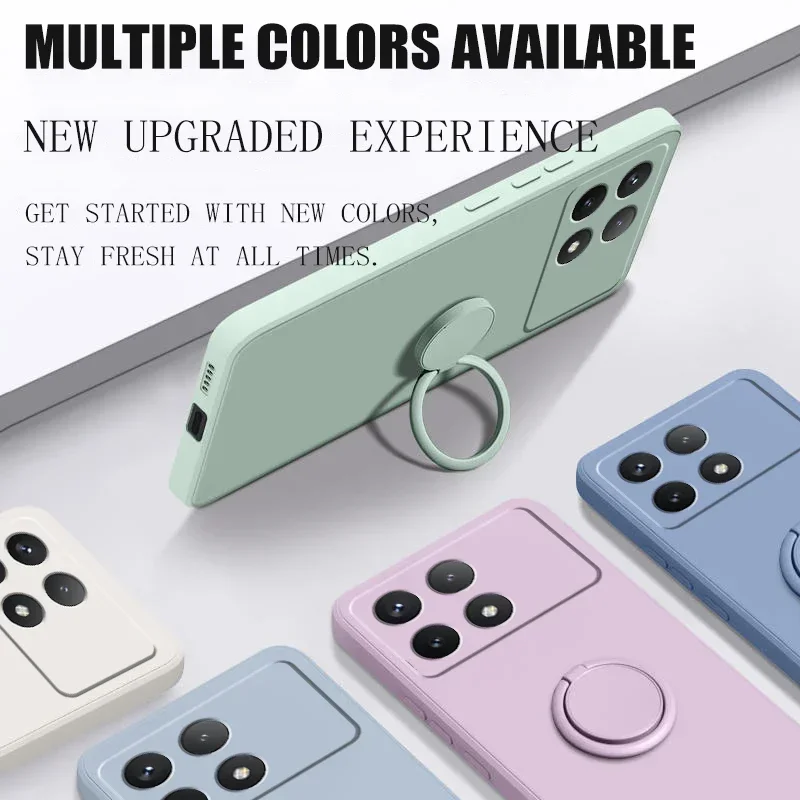 Liquid Silicone Ring Holder Phone Case with TPU Protective Soft Back Cover