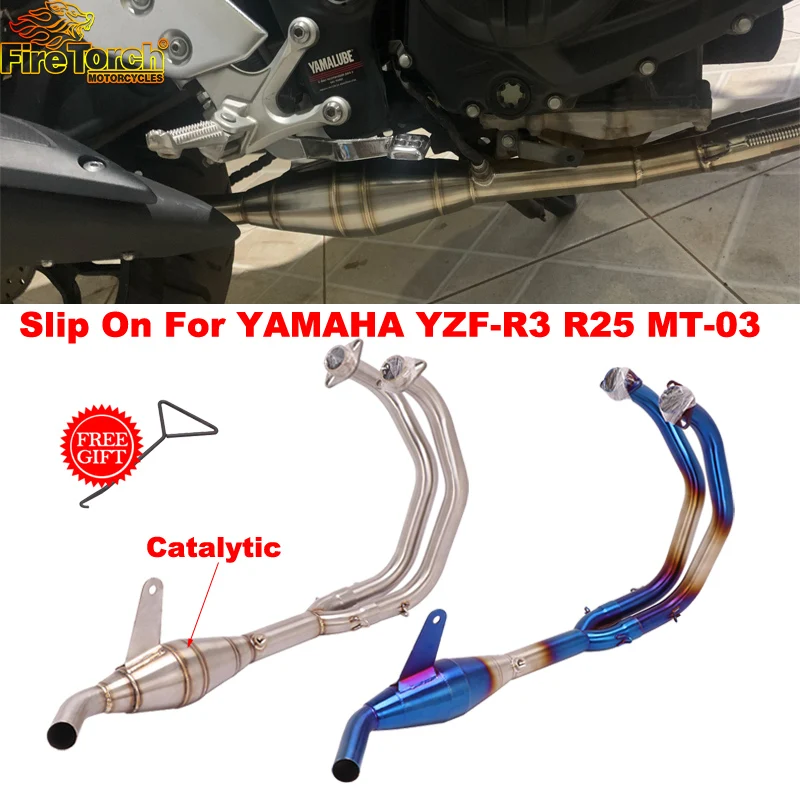 

Slip On For YAMAHA YZF-R3 YZF-R25 R3 R25 MT-03 MT03 Motorcycle Exhaust Escape Modified Front Link Pipe Connect Original Muffler