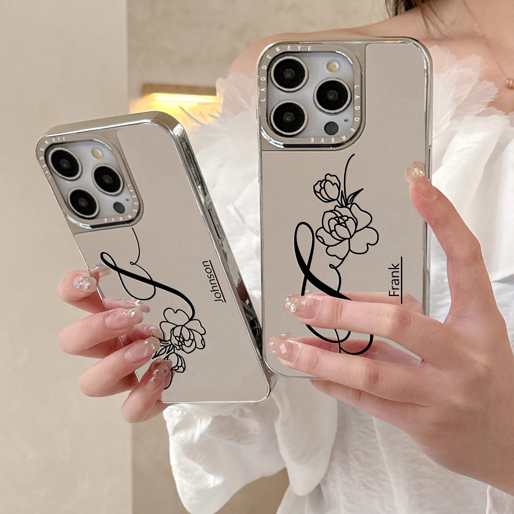 Personalized Luxury Custom Your Name Make UP Mirror Phone Case thumbnail 2