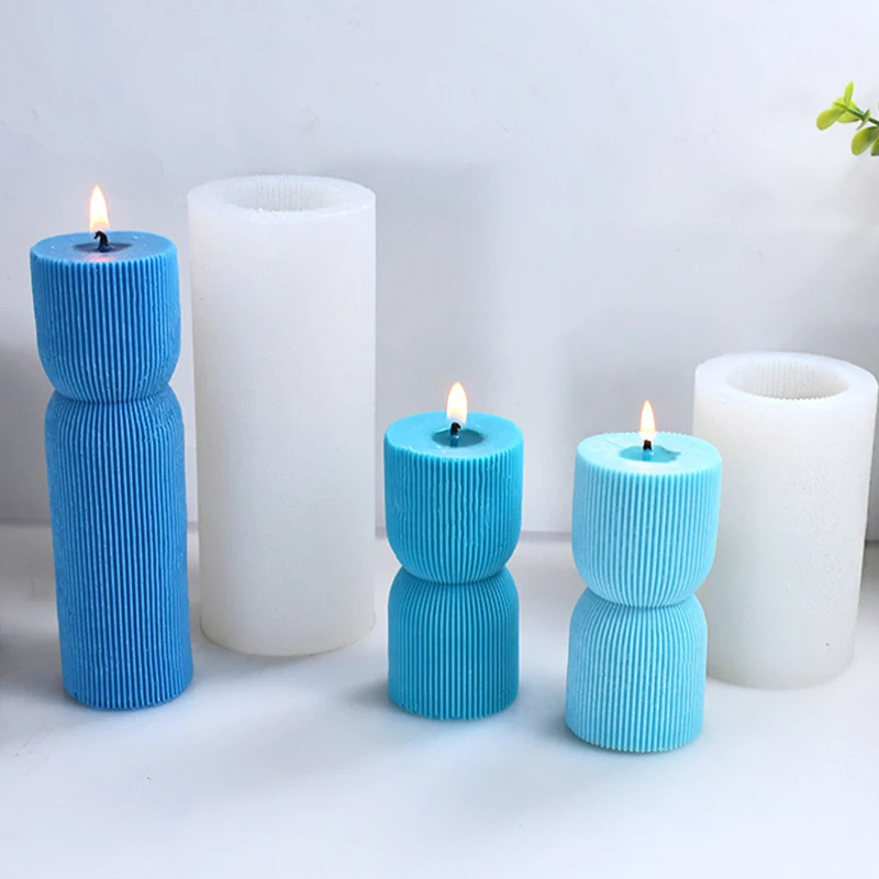 Geometric Vertical Pattern Cylindrical Candle Silicone Mold Ins