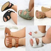 New Baby Casual Sandals  Stylish Summer Baby Boys Girls Non-Slip PU First Walkers Newborn Solid Colors First Walker Crib Shoes 6