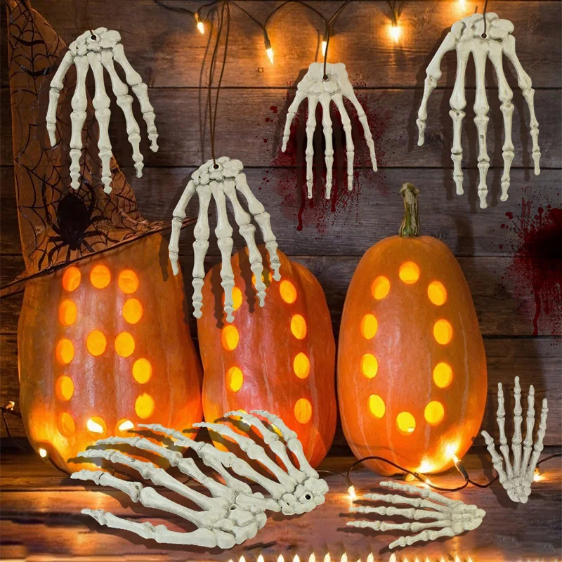 2 Paires De Mains Squelettes Halloween - Déco Terrifiante En Plastique Réaliste Pour Maison Hantée, Jardin, Fête